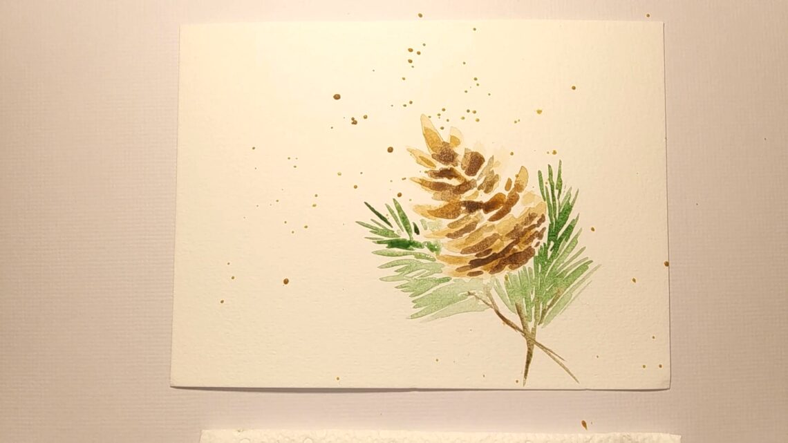 watercolor pinecone painting